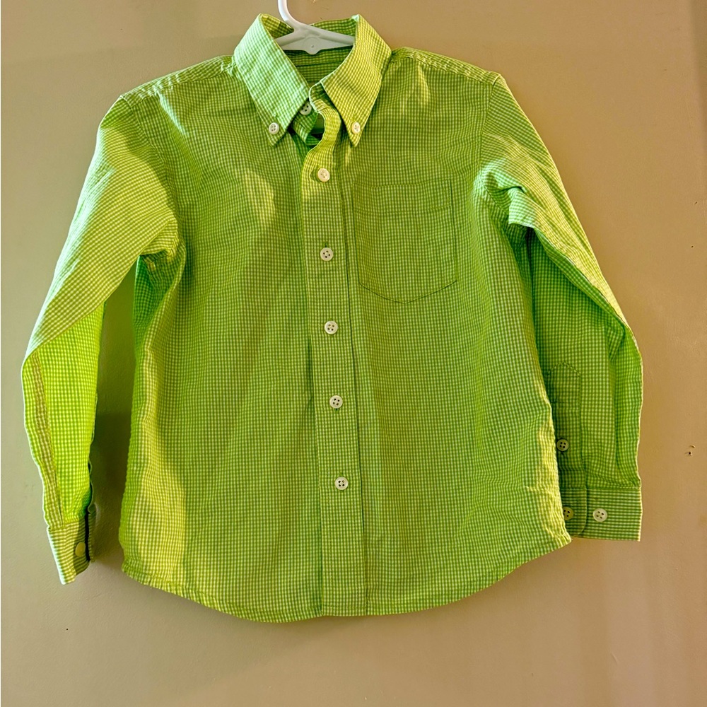Talbots Boys Gingham Button Down Shirt Size 5
